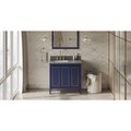 Jeffrey Alexander 36In. Blu Percival Vanity, Left Offset, Boulder Vanity Cultured Mrbl Vanity Top, Undrmnt Rctngl Bowl VKITPER36BLBOR